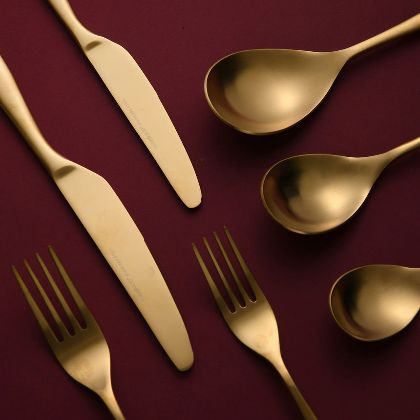 Sherwood Nouveau Cutlery Set 56pc Matte Gold - Image 03