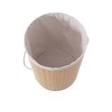 Sherwood Round Collapsible Bamboo Laundry Hamper with Polycotton Bag - Image 04