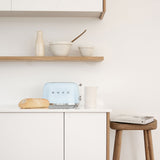 Smeg 50's Retro Style TSF01 2 Slice Toaster in Pastel in Blue - Image 03