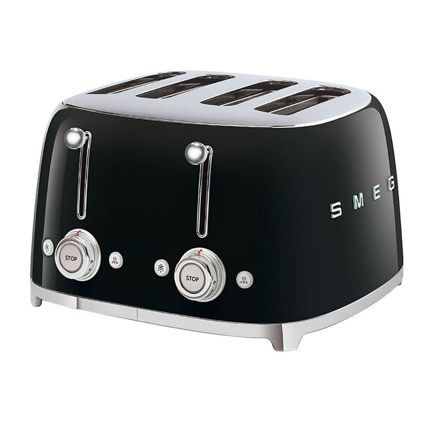 Smeg 50's Retro Style TSF03 4 Slot Toaster in Black - Image 01