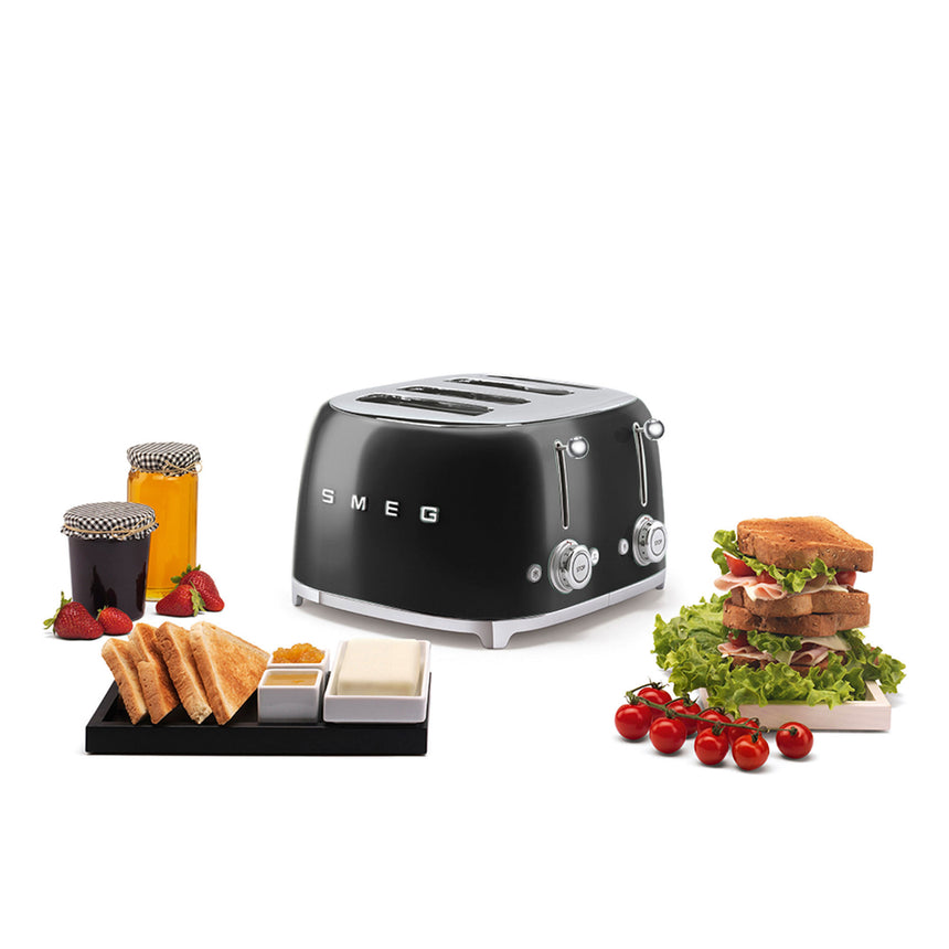 Smeg 50's Retro Style TSF03 4 Slot Toaster in Black - Image 02