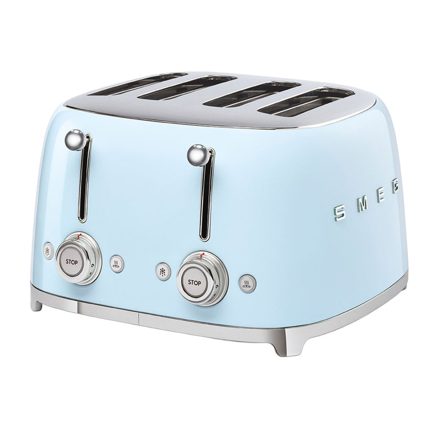 Smeg 50's Retro Style TSF03 4 Slot Toaster in Pastel in Blue - Image 01