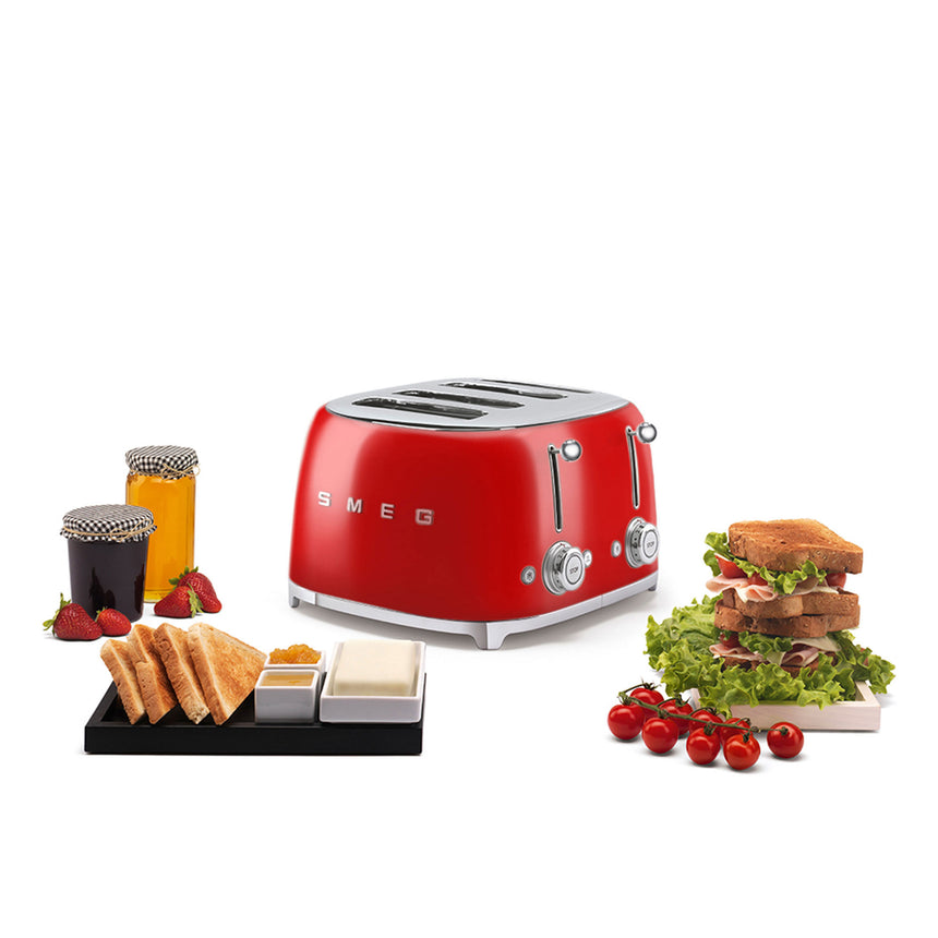 Smeg 50's Retro Style TSF03 4 Slot Toaster in Red - Image 02