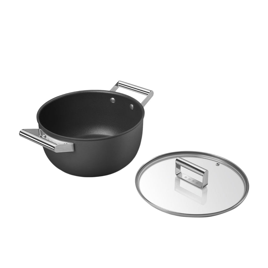 Smeg Non Stick Casserole with Lid 24cm - 4.6 Litre in Black - Image 03