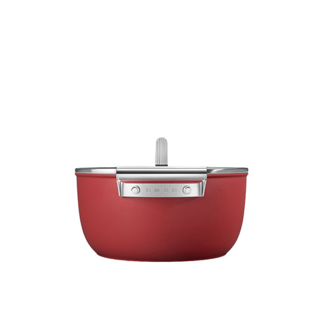 Smeg Non Stick Casserole with Lid 24cm - 4.6 Litre in Red - Image 02