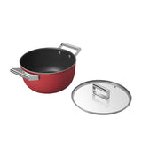 Smeg Non Stick Casserole with Lid 24cm - 4.6 Litre in Red - Image 03