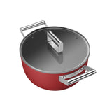 Smeg Non Stick Casserole with Lid 24cm - 4.6 Litre in Red - Image 04