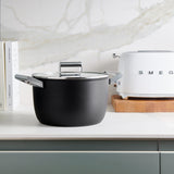 Smeg Non Stick Casserole with Lid 26cm - 7.7L in Black - Image 02