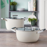 Smeg Non Stick Casserole with Lid 26cm - 7.7L Cream - Image 02