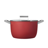 Smeg Non Stick Casserole with Lid 26cm - 7.7L in Red - Image 01