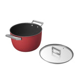 Smeg Non Stick Casserole with Lid 26cm - 7.7L in Red - Image 03