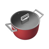 Smeg Non Stick Casserole with Lid 26cm - 7.7L in Red - Image 04