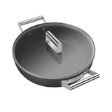 Smeg Non Stick Chef's Pan with Lid 28cm - 3.7L in Black - Image 05