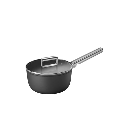 Smeg Non Stick Saucepan with Lid 20cm - 2.7 litre in Black - Image 01