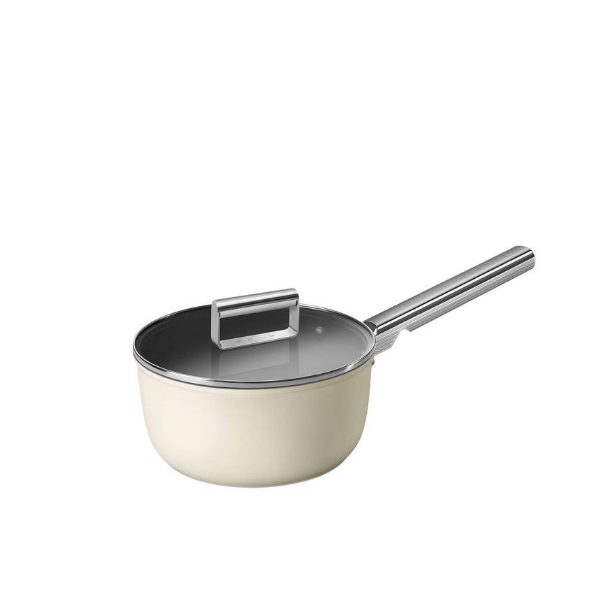 Smeg Non Stick Saucepan with Lid 20cm - 2.7 litre Cream - Image 01