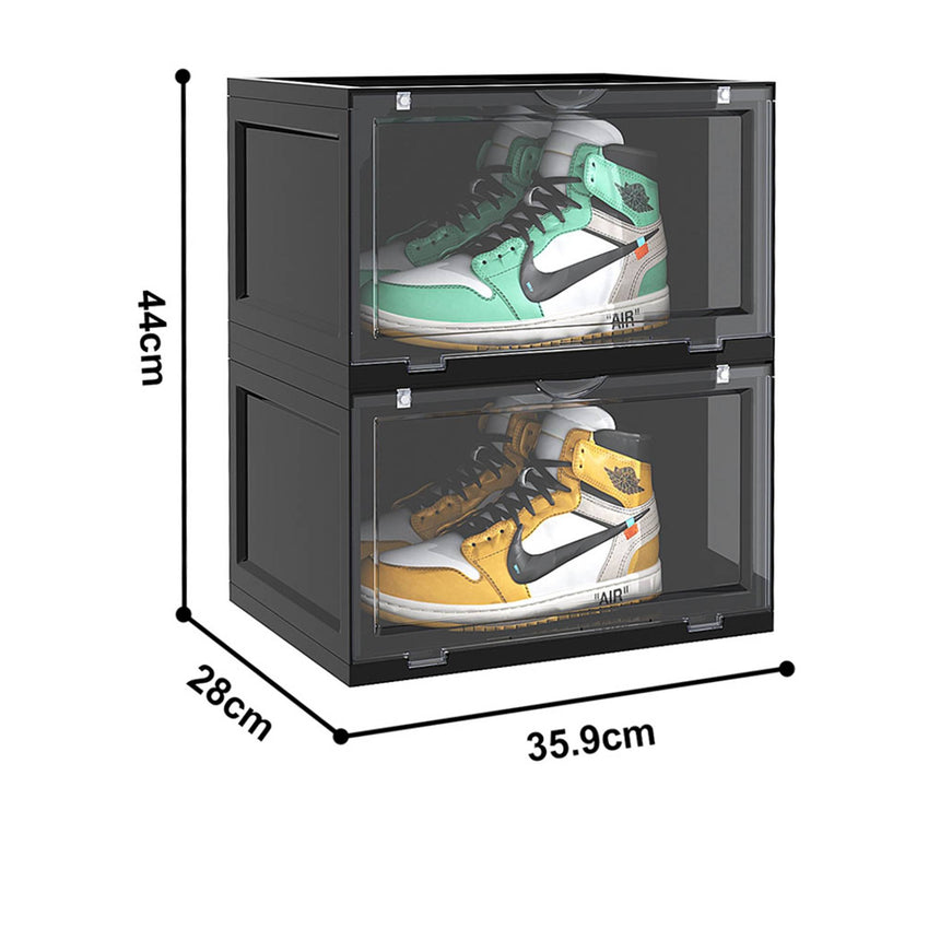 SOGA 2 Tier Shoe Organiser with Magnetic Door Black - Image 05