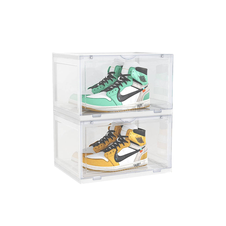 SOGA 2 Tier Shoe Organiser with Magnetic Door Clear - Image 01