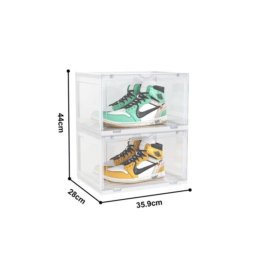 SOGA 2 Tier Shoe Organiser with Magnetic Door Clear - Image 03