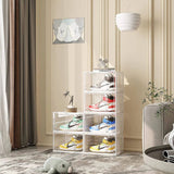 SOGA 2 Tier Shoe Organiser with Magnetic Door Clear - Image 04