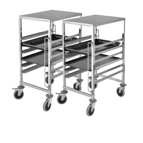 Soga Stainless Steel 7 Tier Gastronorm Trolley Set of 2 for 60x40cm Trays - Image 01