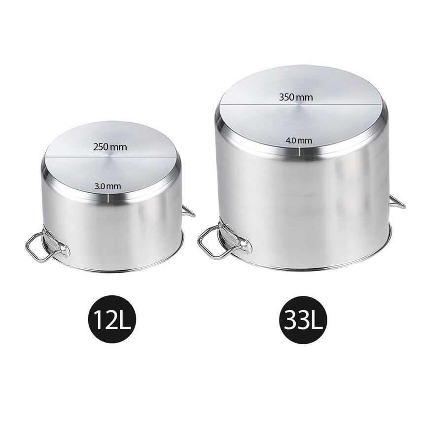 Soga 2pc Stainless Steel Stockpot Set 12L and 33L - Image 05