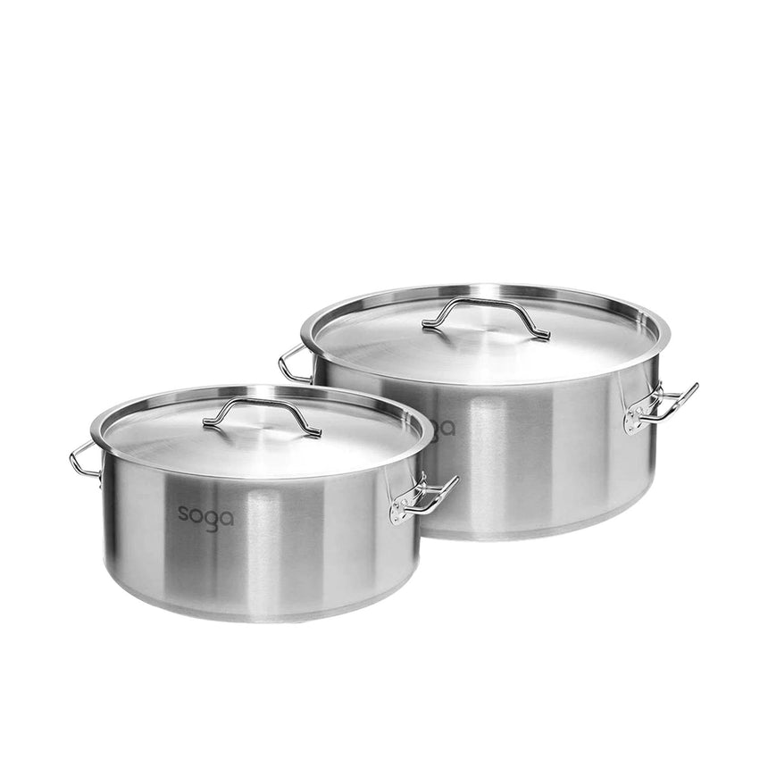 Soga 2pc Stainless Steel Stockpot Set 14L and 23L - Image 01