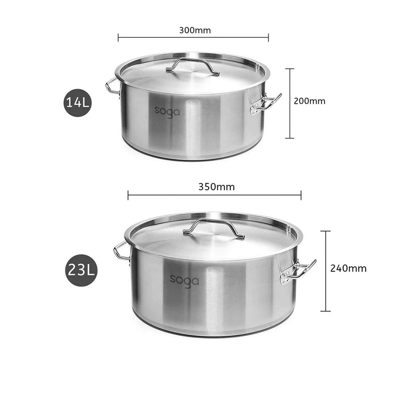 Soga 2pc Stainless Steel Stockpot Set 14L and 23L - Image 05