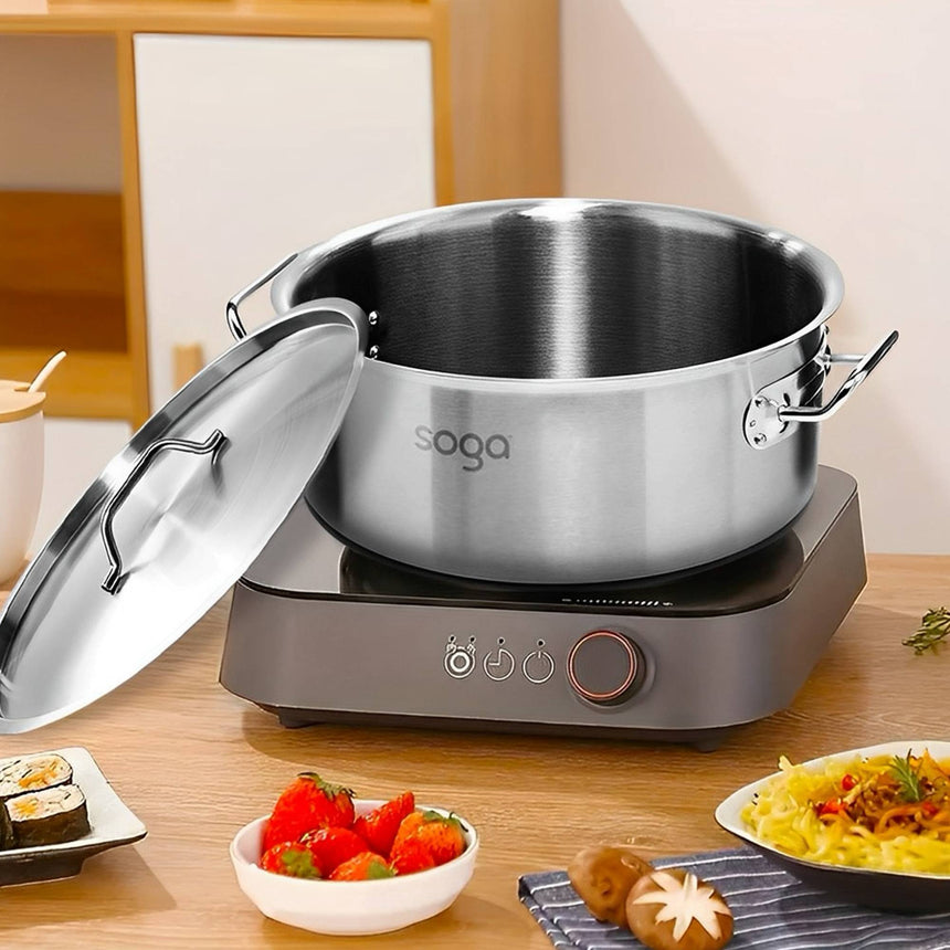 SOGA 2pc Stainless Steel Stockpot Set 14L and 32L - Image 02