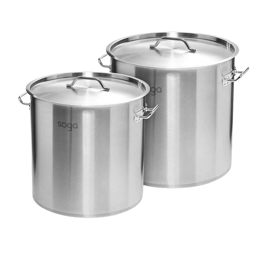 Soga 2pc Stainless Steel Stockpot Set 17L and 33L - Image 01