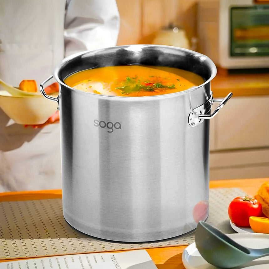 Soga 2pc Stainless Steel Stockpot Set 17L and 33L - Image 03