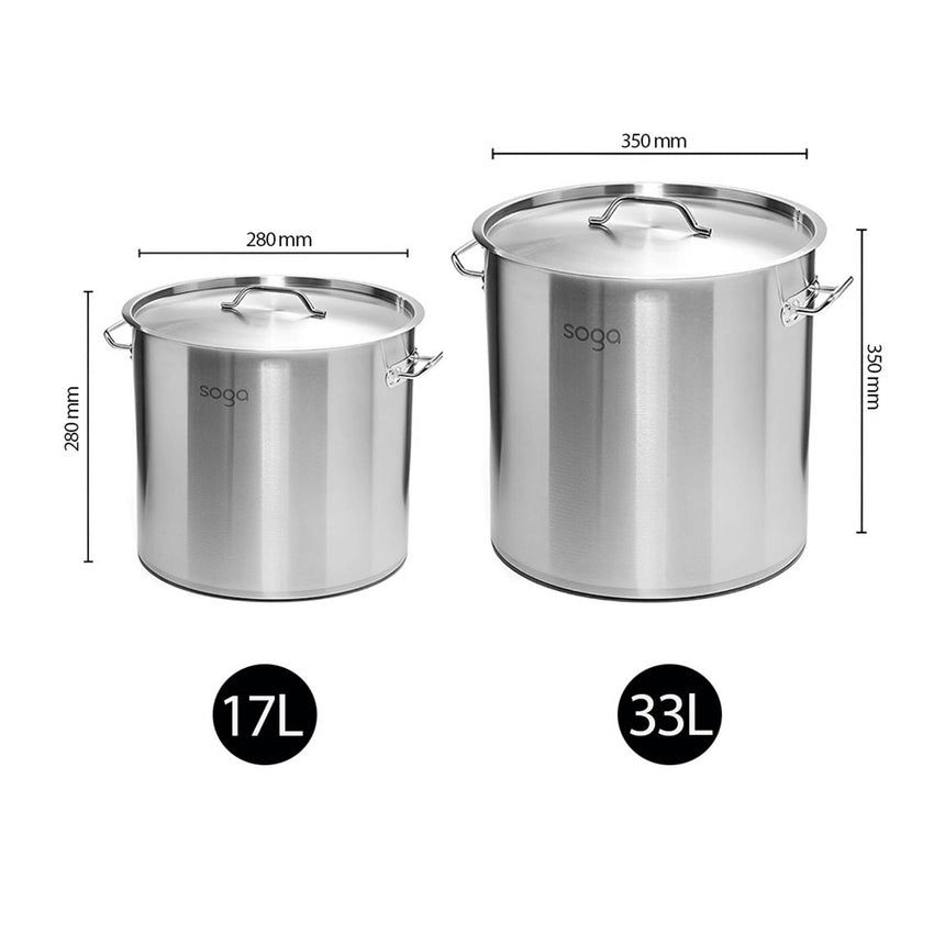 Soga 2pc Stainless Steel Stockpot Set 17L and 33L - Image 05