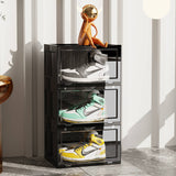 SOGA 3 Tier Shoe Organiser with Magnetic Door Black - Image 02