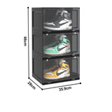 SOGA 3 Tier Shoe Organiser with Magnetic Door Black - Image 04