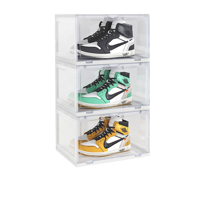 SOGA 3 Tier Shoe Organiser with Magnetic Door Clear - Image 01