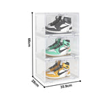 SOGA 3 Tier Shoe Organiser with Magnetic Door Clear - Image 03