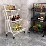 SOGA 3 Tier Steel Mesh Adjustable Kitchen Cart White - Image 05