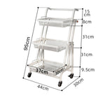 SOGA 3 Tier Steel Mesh Adjustable Kitchen Cart White - Image 06