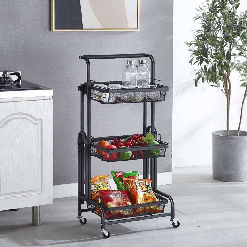 SOGA 3 Tier Steel Mesh Adjustable Kitchen Cart - Image 04