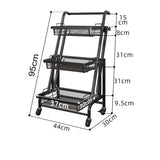 SOGA 3 Tier Steel Mesh Adjustable Kitchen Cart - Image 06