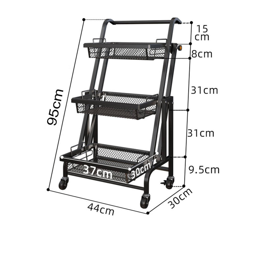 SOGA 3 Tier Steel Mesh Adjustable Kitchen Cart - Image 06