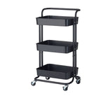 SOGA 3 Tier Steel Movable Kitchen Cart Black - Image 01