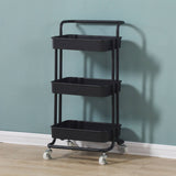 SOGA 3 Tier Steel Movable Kitchen Cart Black - Image 03