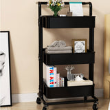 SOGA 3 Tier Steel Movable Kitchen Cart Black - Image 04