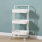 SOGA 3 Tier Steel Movable Kitchen Cart White - Image 02