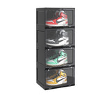 SOGA 4 Tier Shoe Organiser with Magnetic Door Black - Image 01