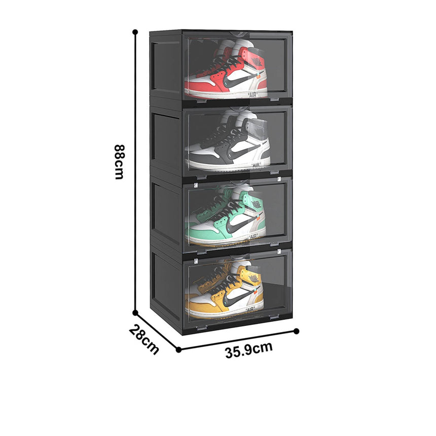 SOGA 4 Tier Shoe Organiser with Magnetic Door Black - Image 03