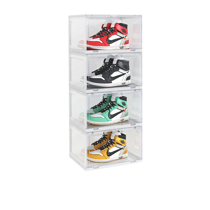 SOGA 4 Tier Shoe Organiser with Magnetic Door Clear - Image 01