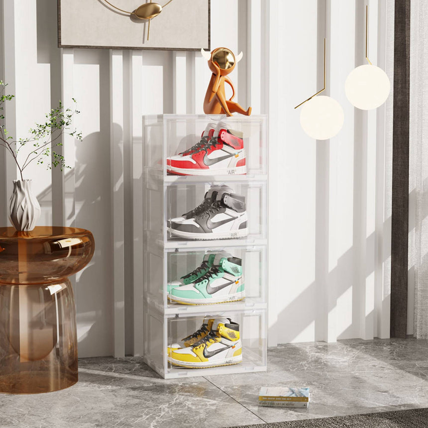 SOGA 4 Tier Shoe Organiser with Magnetic Door Clear - Image 02