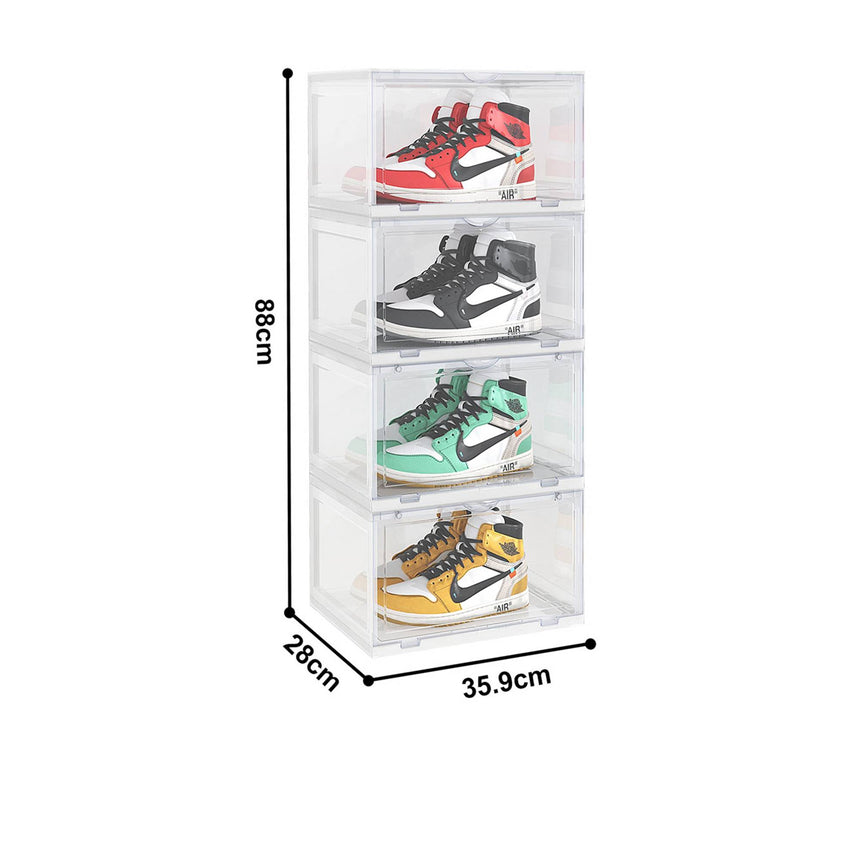 SOGA 4 Tier Shoe Organiser with Magnetic Door Clear - Image 03