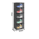 SOGA 5 Tier Shoe Organiser with Magnetic Door Black - Image 03